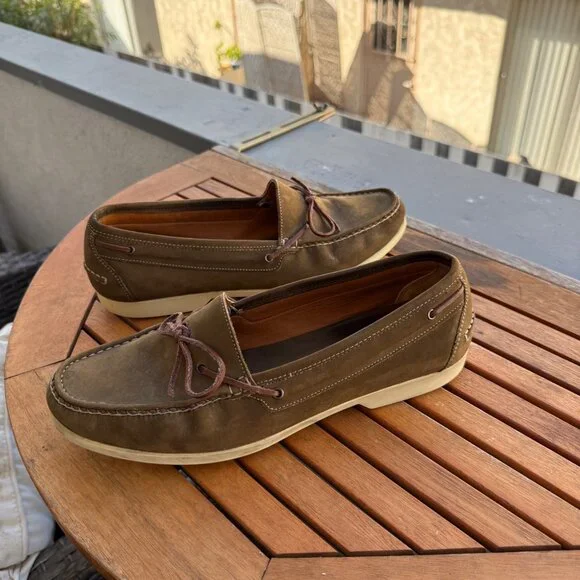 Salvatore Ferragamo MensSuede Moccasin Loafers With Rubber Sole Size 9